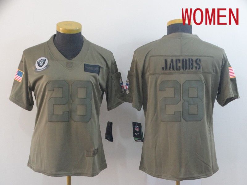 Women Oakland Raiders #28 Jacobs Nike 2019 Olive Camo Salute to Service Limited NFL Jerseys